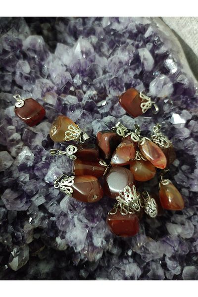 JEOLOG EVİ Unisex Genuine Carnelian Agate Necklaces - KL30