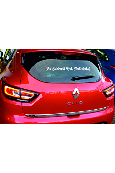 Genel Markalar Az Beklenti Çok Mutluluk:) araba motor sticker  5 x 47 cm beyaz