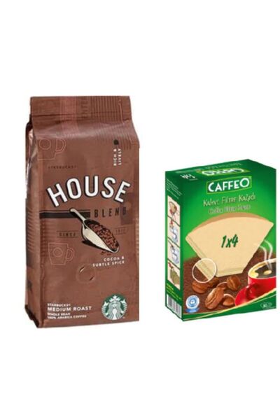 Starbucks كافيه هاوس فلتر مزيج القهوة 250 جرام + ورق فلتر القهوة رقم 4/80 قطعة