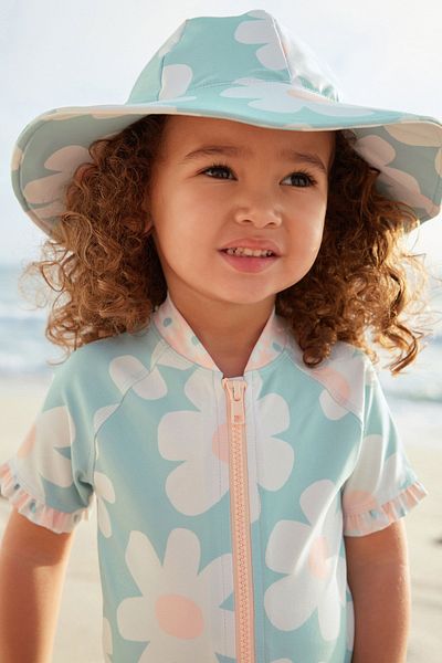 Next Baby Căciulă de înot din bumbac rezistentă la soare UPF50 - Blue Daisy ALY01522
