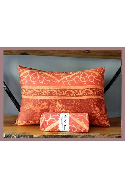 CollessiaHome Orange Bohemian Patterned 100% Cotton Satin Fitted Sheet Set - Elastic Single Set