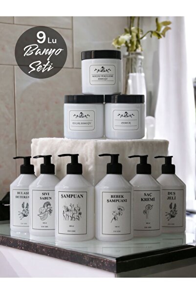 Dem Home 9lu Beyaz Banyo Şişe & Kavanoz Seti 500 ml