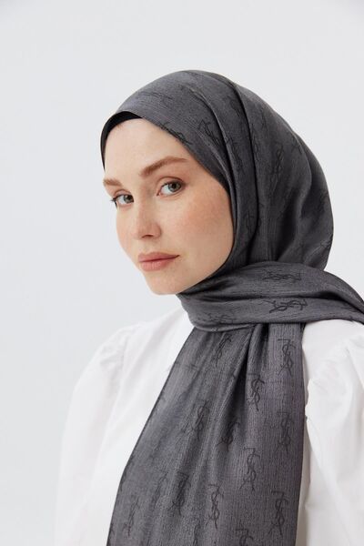 anonim ANTRASİT  LYS PARLAK MONOGRAM JAKAR ŞAL