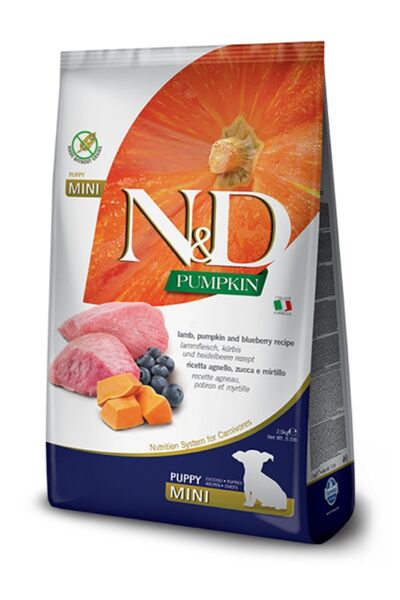 N&D Pumpkin Mini Puppy Tahılsız Balkabaklı Kuzulu Ve Yaban Mersinli Yavru Köpek Maması 2,5 Kg