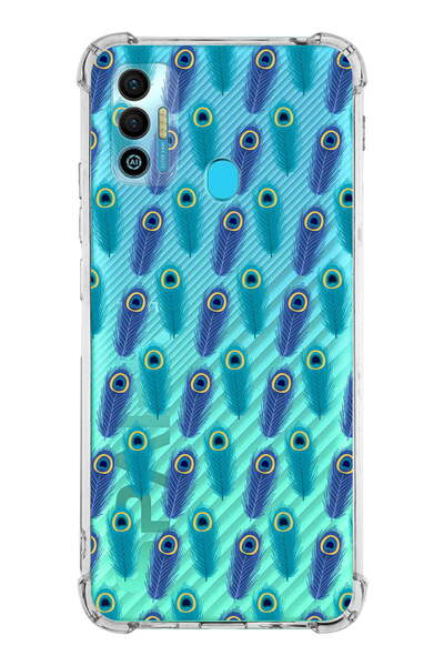 PrintiFy PrinriFy Tecno Spark 7T متوافق مع Evil Eye Bead 4 مطبوعة شفافة مع حماية للزوايا مضادة للصدمات