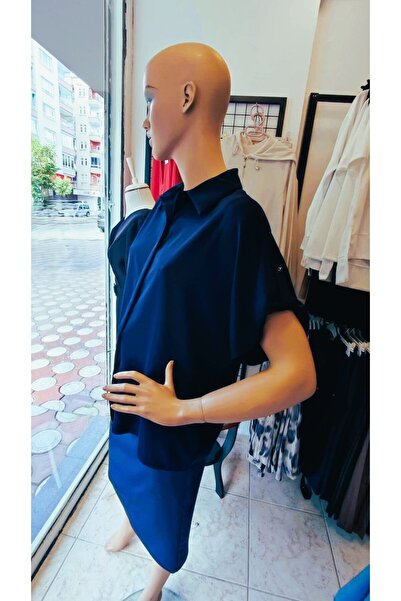 Sateen Kol Detaylı Salaş Gömlek