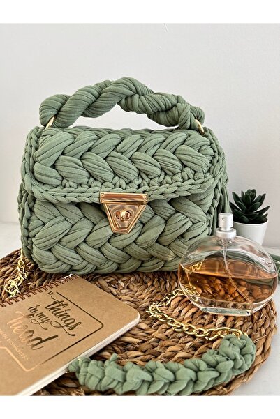 CHQEL Women's Peanut Model Handmade Crochet Combed Cotton Thread Bag & Hand, Shoulder and Cross Use Luxury Bag