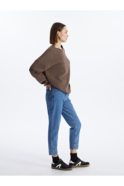 LC Waikiki LCW Beli Kemerli Mom Fit Kadın Jean Pantolon