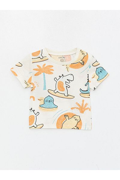 LC Waikiki LCW Crew Neck Printed Baby Boy T-Shirt and Shorts 2 Pieces Set