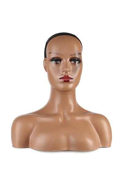 KONAK PERUK Brown Skin Shouldered Wig Head Mannequin