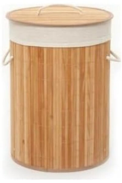 STOREMAX Bambus oval natural pentru baie - Coș rotund lătrat Dirty Large Cel ...