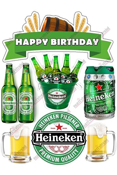 Partivitrini Heineken Beer Temalı Yenilebilir Resimli Pasta Ve Kurabiye Üstü ...