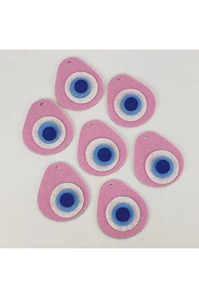 Partivitrini Keçe Nazar Boncuğu Pembe 5 Adet 6 cm x 6.7 cm