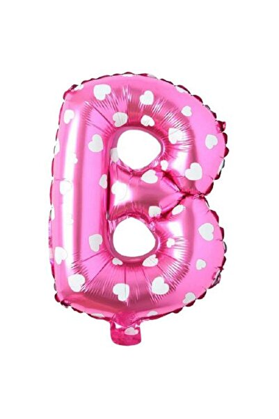 Partivitrini Letter B 16 Inch Pink Heart Color Foil Balloon 36 Cm