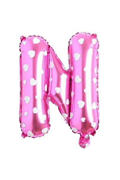 Partivitrini Letter N 16 Inch Pink Heart Color Foil Balloon 36 cm