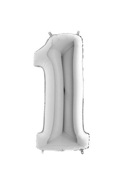 Partivitrini 1 Number 16 Inch Silver Color Foil Balloon 36 Cm