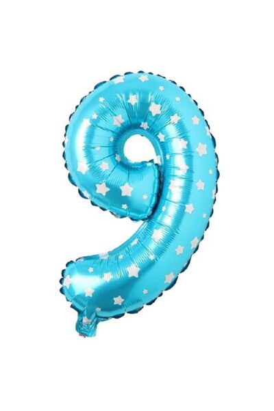 Partivitrini 9 أرقام 16 بوصة بالون فويل بلو ستار 36 سم