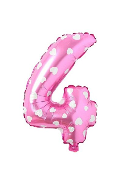 Partivitrini 4 Number 16 Inch Pink Heart Foil Balloon 36 cm