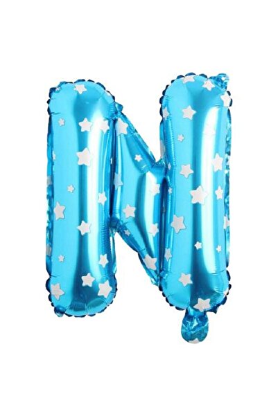 Partivitrini Letter N 16 Inch Blue Star Color Foil Balloon 36 Cm