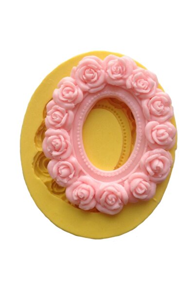 Partivitrini Güllü Çerçeve Şeklinde Oval Silikon Pasta ve Seker Hamuru Kalibi...