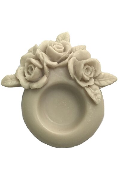 Partivitrini Güllü Tea Light Mum Altlığı Silikon Mum Kalıbı 12x11x3,5 Cm