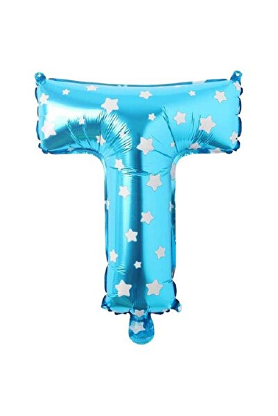 Partivitrini Letter t 16 Inch Blue Star Color Foil Balloon 36 cm