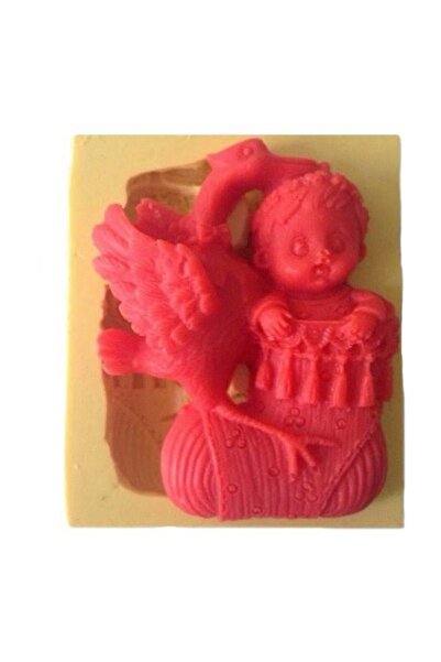 Partivitrini Patik İçinde Bebek Ve Leylek Şeklinde Silikon Pasta ve Seker Ham...