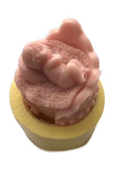 Partivitrini Koltukta Uyuyan Bebek Şeklinde Silikon Pasta ve Seker Hamuru Kal...