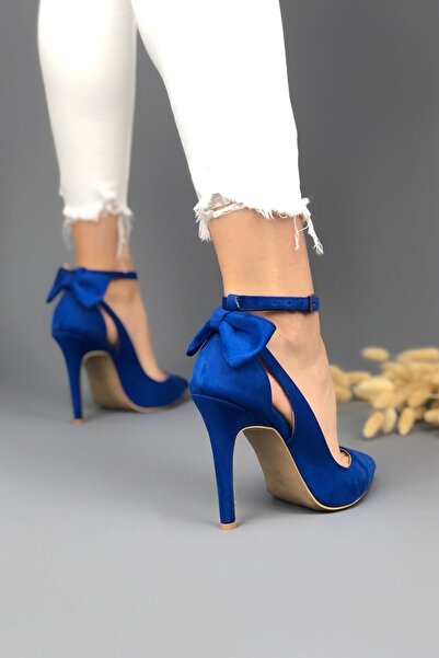 Ayakkabı Ateşi Sax Blue Bowtie Women's Heeled Shoes & Stiletto Bow