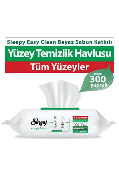 Sleepy Easy Clean White Soap Added Surface Cleaning Towel 3 Pack 300 Sheets