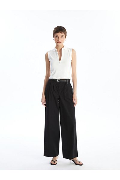 LC Waikiki LCW Vision Neue schwarze bequeme Passform-Damenhose mit Bund