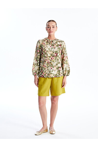 LC Waikiki LCW dámské - hladké šortky s elastickým pasem se směsí lnu