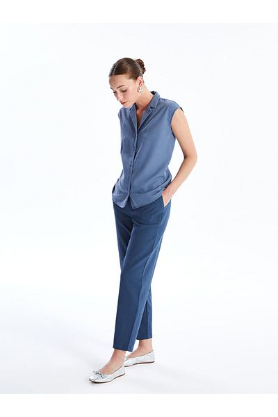 LC Waikiki LCW Damen - Gerade Hose aus Leinenmischung, bequeme Hose mit elastischem Bund