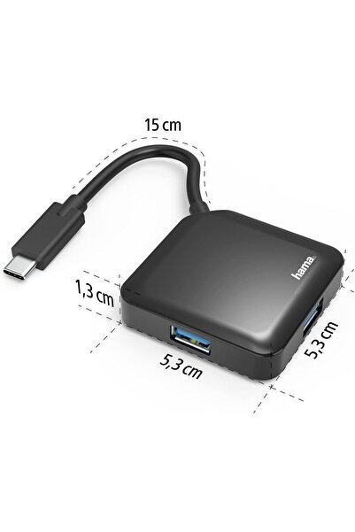 Hama Hub USB 3.2 USB-C 1:4 alimentat prin magistrală Siyah