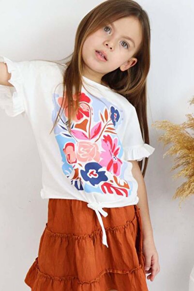 Riccotarz Floral Printed Tile Skirt Frill Set for Girl