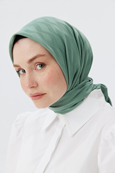 MİNT YEŞİLİ SU YOLU DESEN İPEKSİ EŞARP