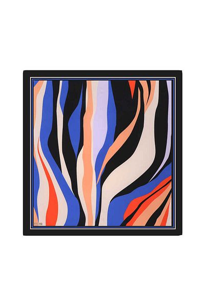 Bursa İpek Eșarfă din mătase twill - Saks Wave Pattern
