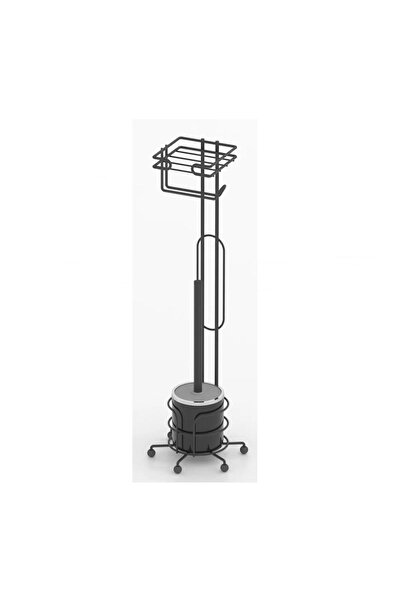 EYM Tekno Tel MG-096 Ayaklı Yedekli Wc Kağıtlık + Klozet Fırçalık Siyah