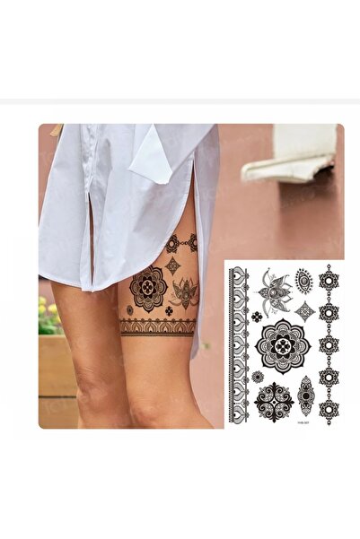 HelloBeautiful Tatto Su Geçirmez Geçici Dövme Dantellerde  Ürün Boyutu 21cm* ...