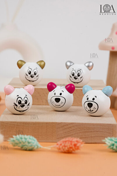 LANDOFACCESSORY 1. Kalite 3D Ahşap Ayıcık Boncuk - Anahtarlık - Emzik Zinciri...