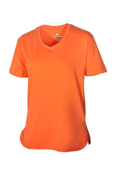 Shinzone Kadın V Yaka Basic Turuncu T-Shirt