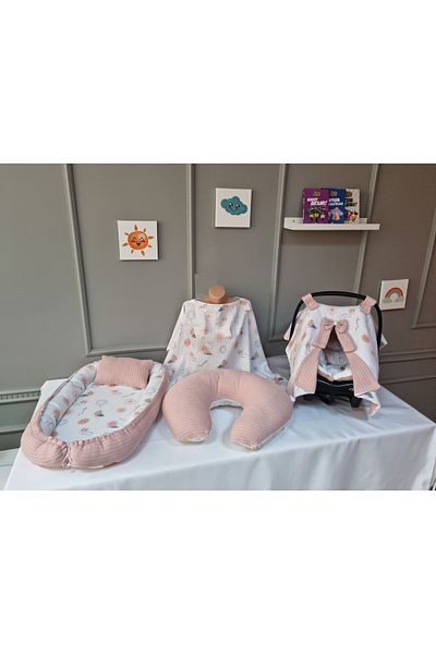 Yuar Baby طقم Babynest مكون من 4 قطع - مجموعة قماش بيكيه