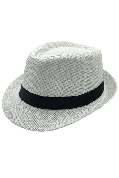 AXE SPORTSWEAR Straw Fedora Hat with White Stripe Detail - Sun Protection Straw Hat