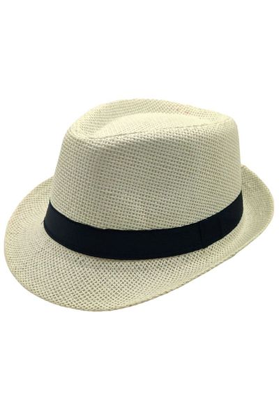 AXE SPORTSWEAR Pălărie Fedora din paie cu detaliu de dungi de culoare crem - Pălărie de paie de protecție solară