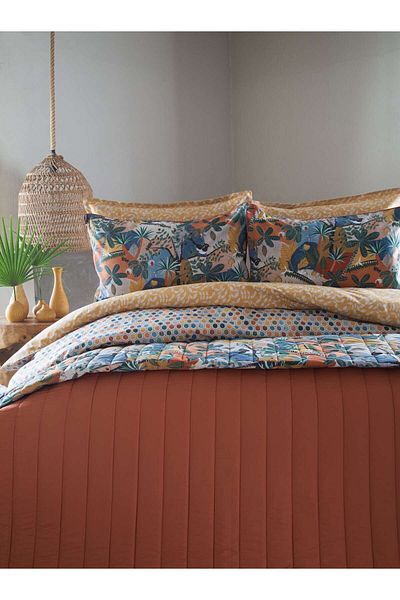Apricitas HOME Microtherapy Forest Terracotta Διπλό Μικρο Κρεβάτι με Κάλυμμα 100% Βαμβακερό Σετ Παπλωματοθήκης