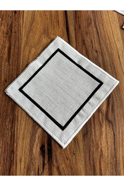 NURHAN HOME COLLECTION 6 Pcs Suitable for Etamine Embroidery Black Embroidered Square Coffee Side Napkin, Cocktail Presentation Napkin