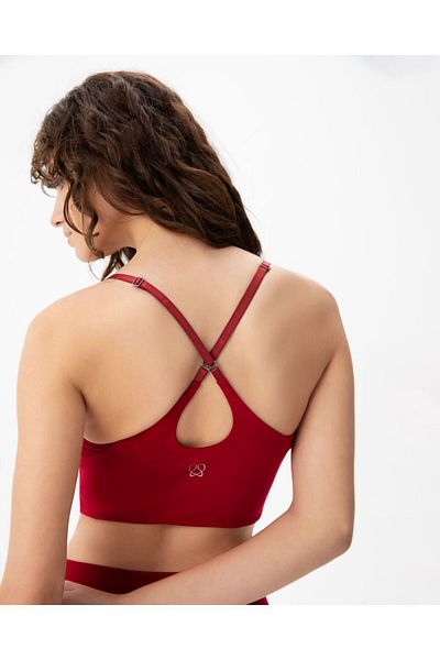 Ayma Active Ecovero™ Red Padded Bustier with Gathered Chest Straps