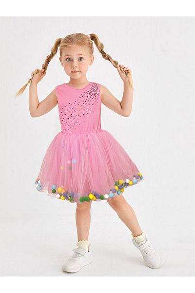By Piera 09287 Model Rochie Copii cu Pompon