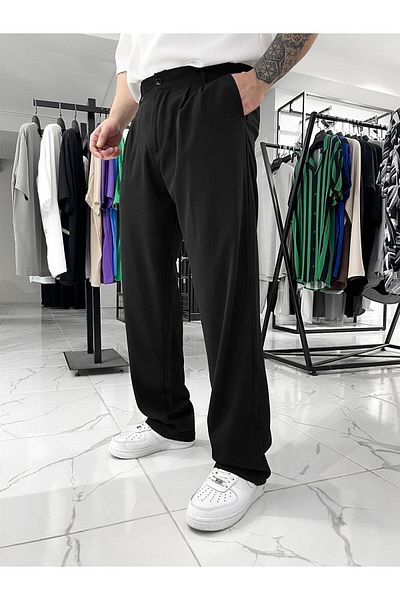 Brasco Baggy Pattern Fabric Trousers
