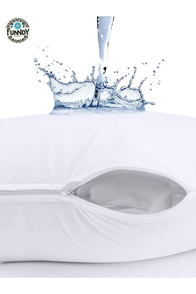 FUNNDY Set of 8 Liquid Proof Pillow Protector Mattress Pad - Zippered, 50x70 Cm
